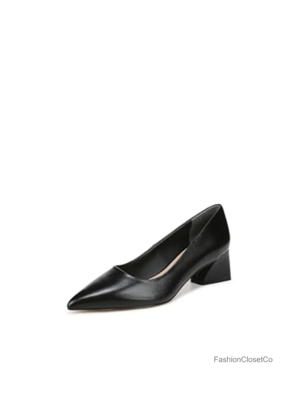 Racer Pointed Toe Block Heel Pumps Women's Leather Slip On Comfort